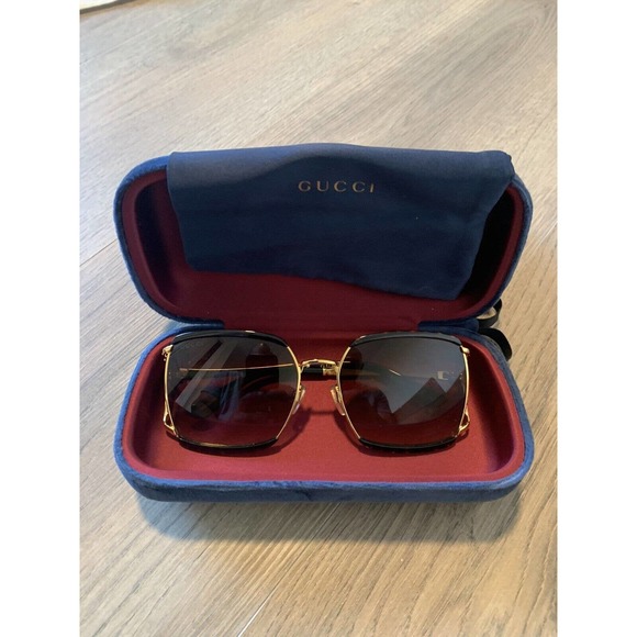 Gucci GUCII20250 Fork Square Sunglasses Havana/Brown Color Tortoiseshell Frame - Picture 2 of 8